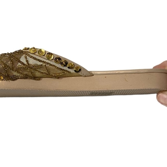 COLIN STEWART - SIZE 7 - RICH GOLD TONE MESH & SEQUINS -SLIP ON SLIDES SLIPPERS7 - Picture 6 of 11